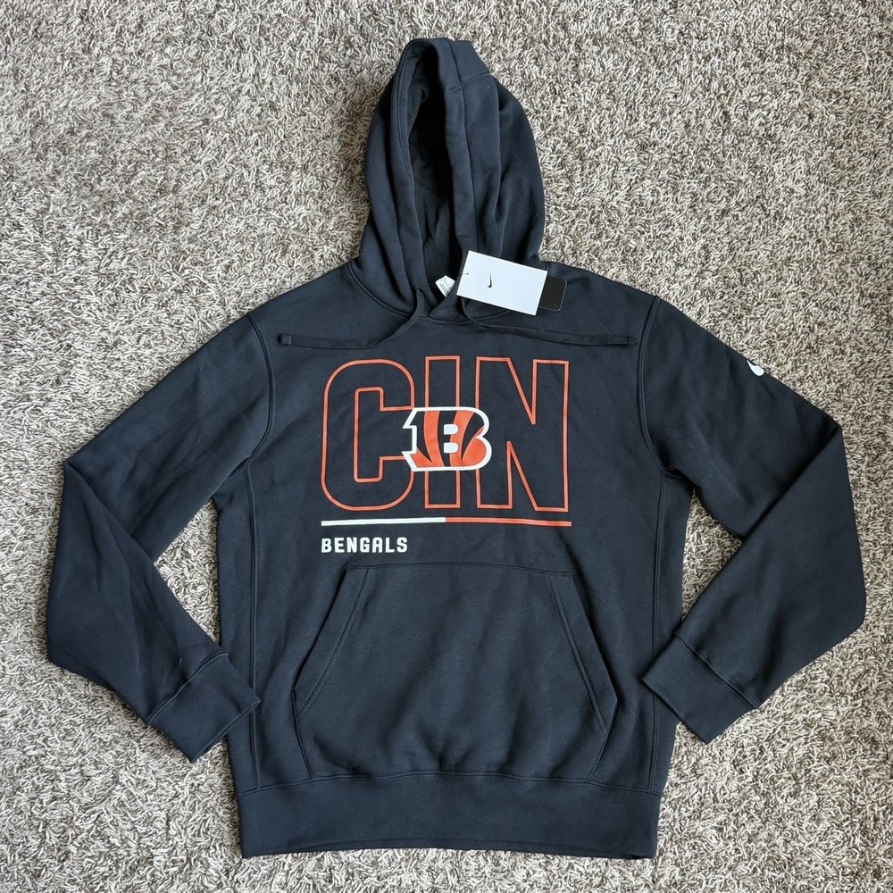 Nike Cincinnati Bengals Hoodie Mens Small Black CIN City Code Pullover NFL NEW
